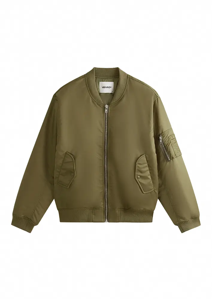 Venroy Nylon Bomber Jacket Khaki