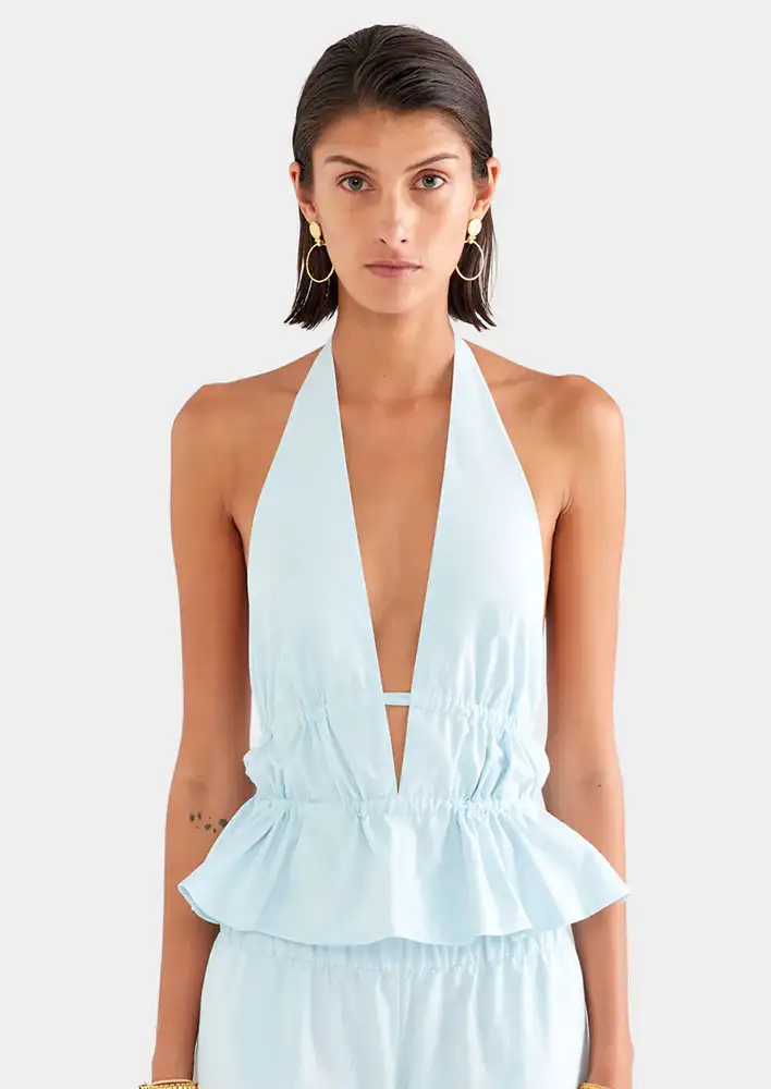 Venroy Cotton Poplin Halter Top $150