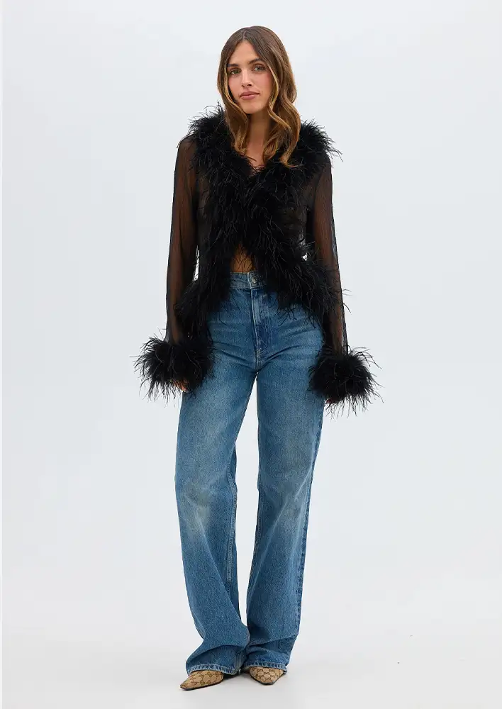 bübish Gigi Sheer Feather Blouse $429