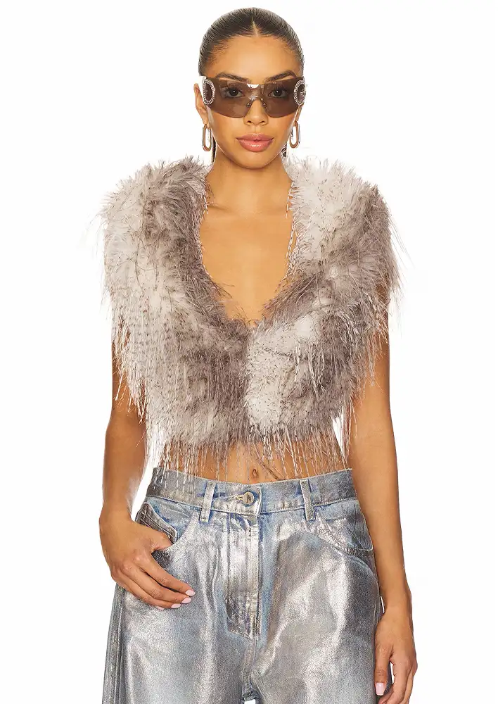 Revolve Jaded London Faux Feather Backless Top $321.74