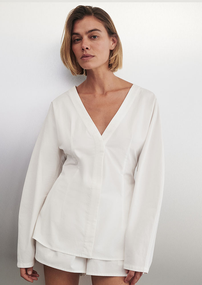 DISSH Edena White Cotton Fitted Shirt