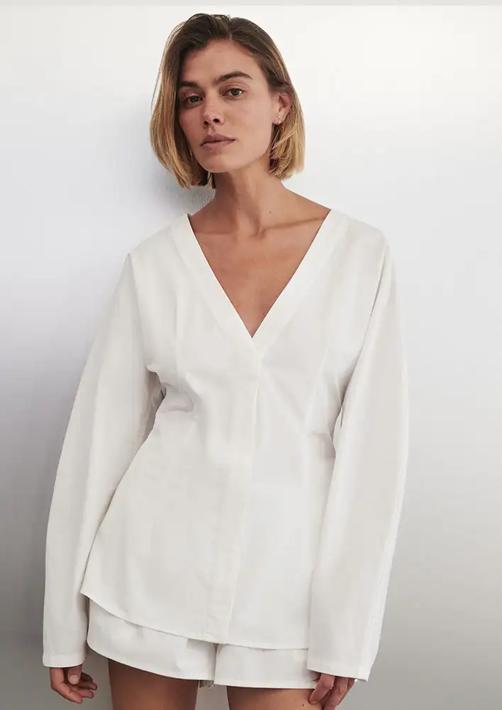 DISSH Edena White Cotton Fitted Shirt