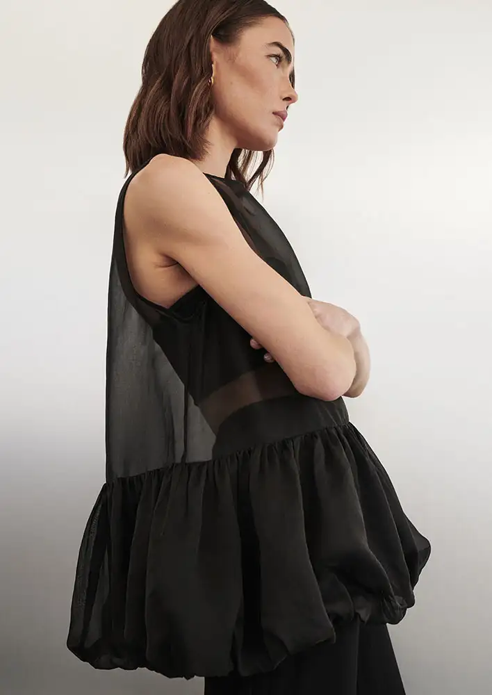 DISSH Silk Organza Drop Waist Top $149.99