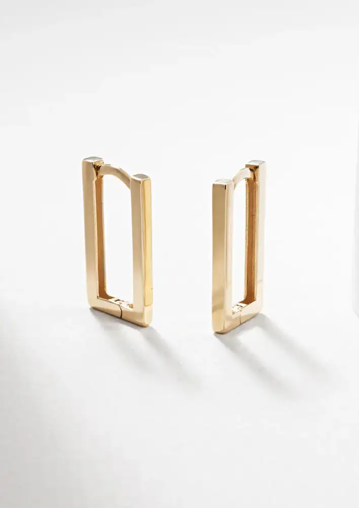 Simon Curwood 9k Yellow Gold Square Edged Rectangle Huggie Earrings $469