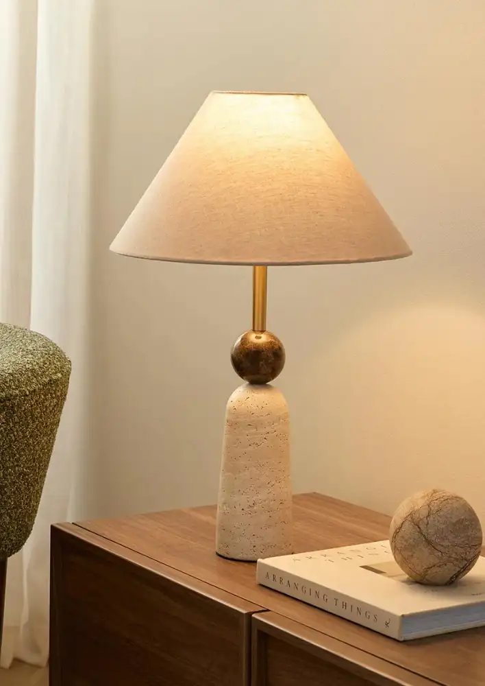 Mocka.Travertine and Marble Table Lamp $249.99