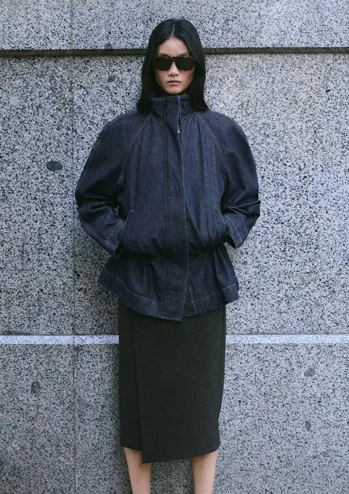 Mango Drawstring Waist Denim Parka $139.95