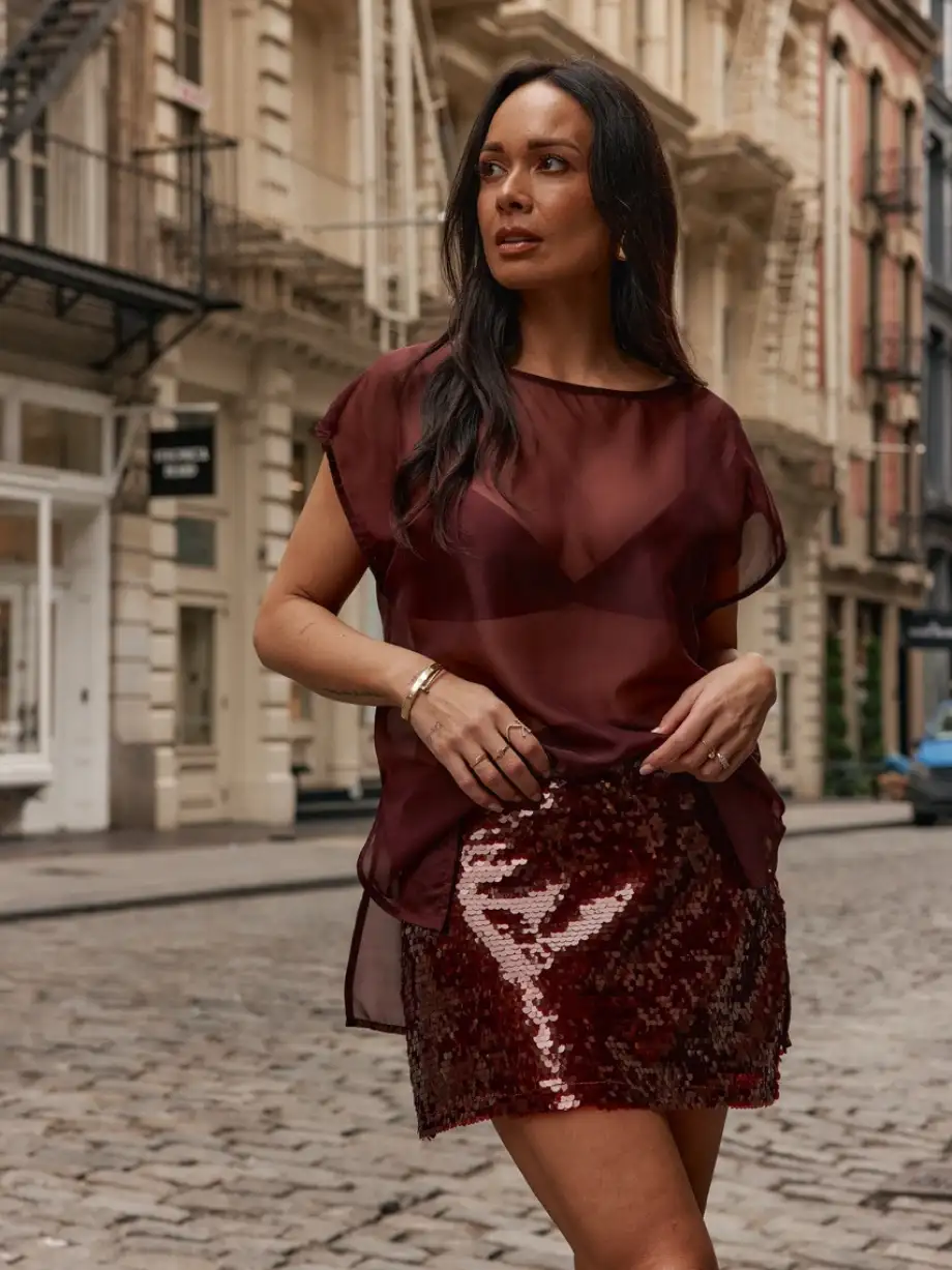 SABO x KB Milan Top $138 and Sequin Skirt $128