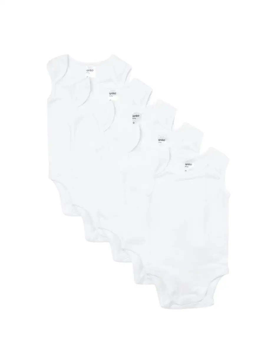 Kmart 5 Pack Cotton Sleeveless Bodysuits $16