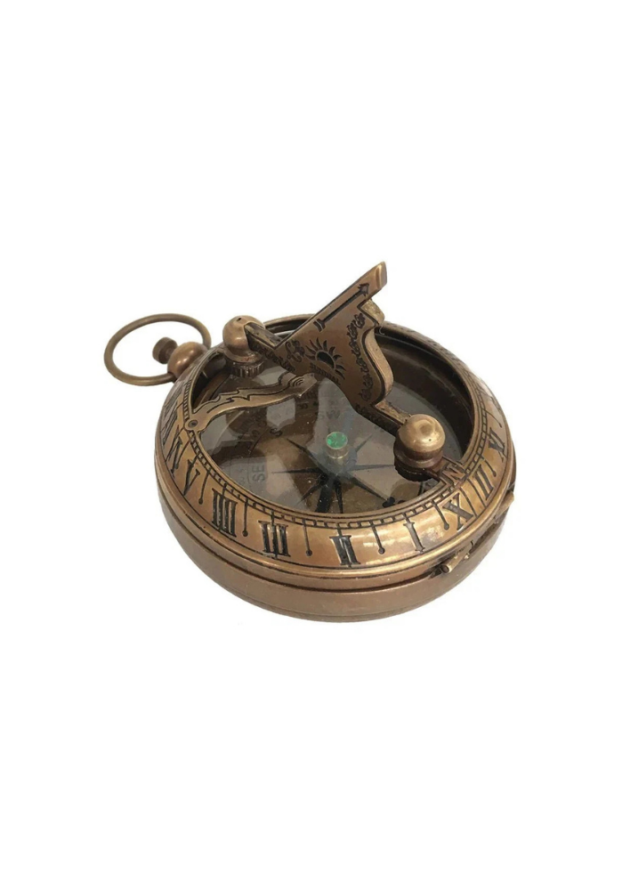 Bolt + Buckle Antique Finish 45mm Pocket Sundial Compass $60