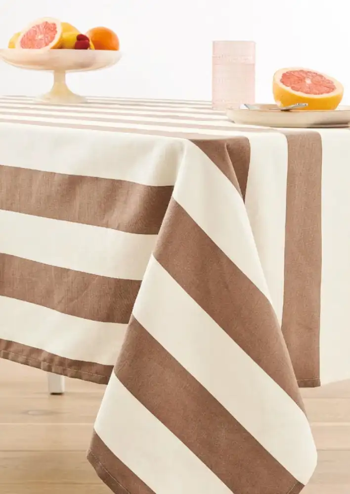 Target Anko Extra Large Mocha Stripe Tablecloth $18