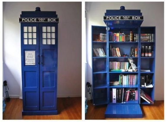 How to Style a Bookshelf, doctor who, tardis, bookshelf, bookshelves, docor who bookshelf, tardis bookshelf, decor, styling ideas, books, reading