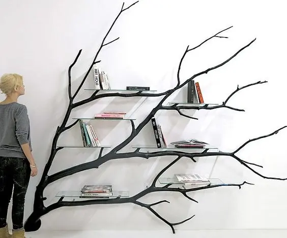 How to Style a Bookshelf, tree, branches, bookshelf, bookshelves, tree bookshelf, branch bookshelf, decor, styling ideas, books, reading
